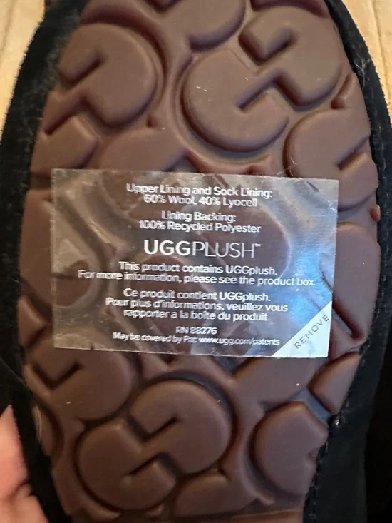 UGG Black Suede Moccasins with Tan Trim - Picture 5 of 8